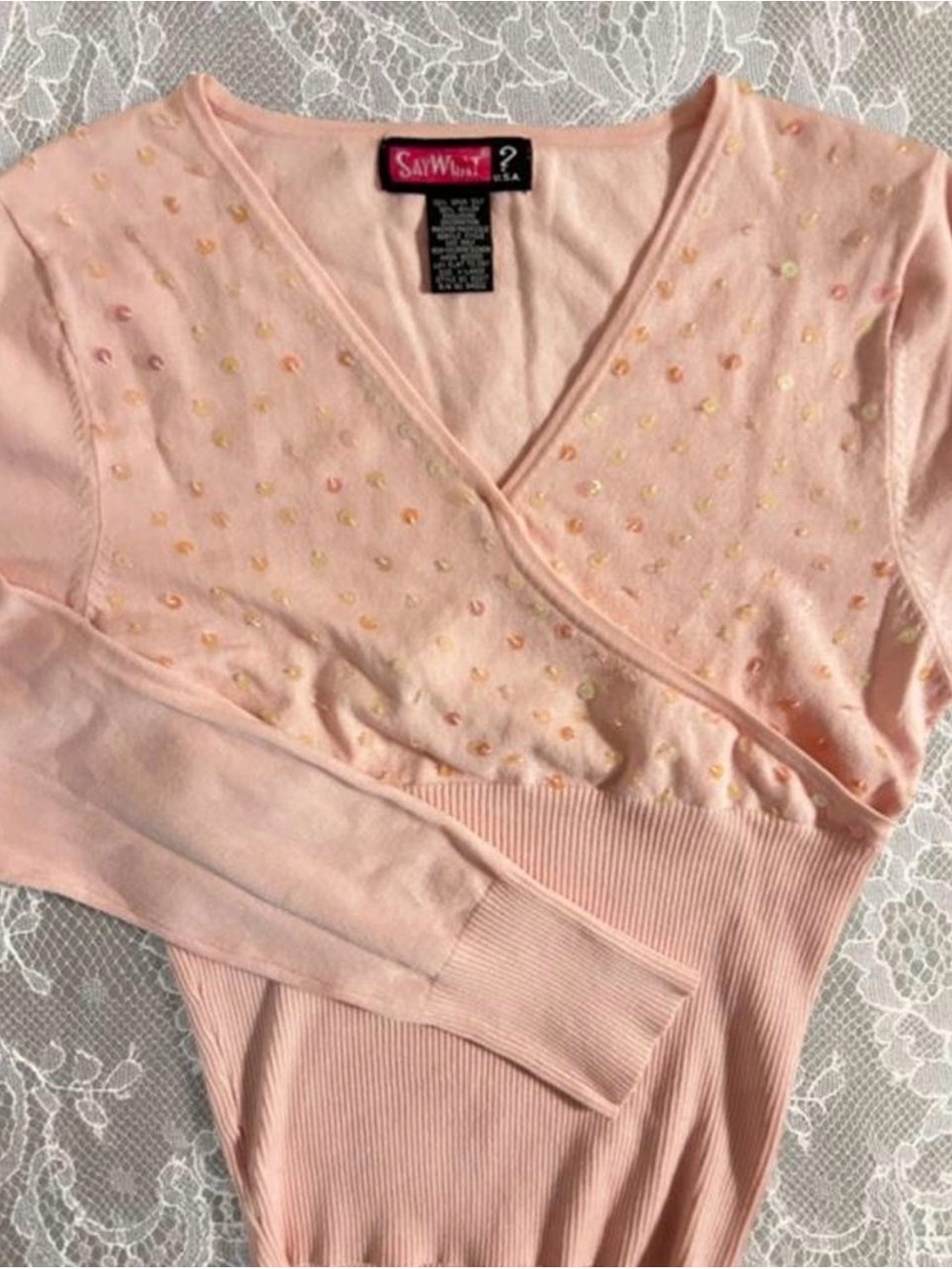 Say What? Light Pink Sequin sweater